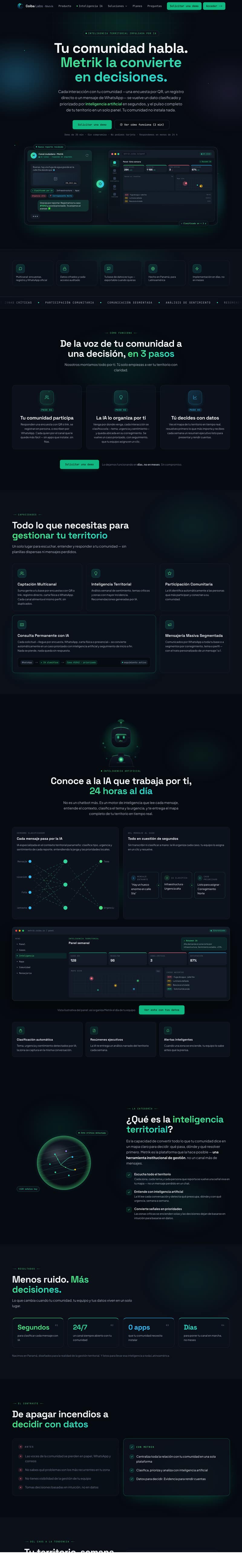 Full homepage of the Coiba website
