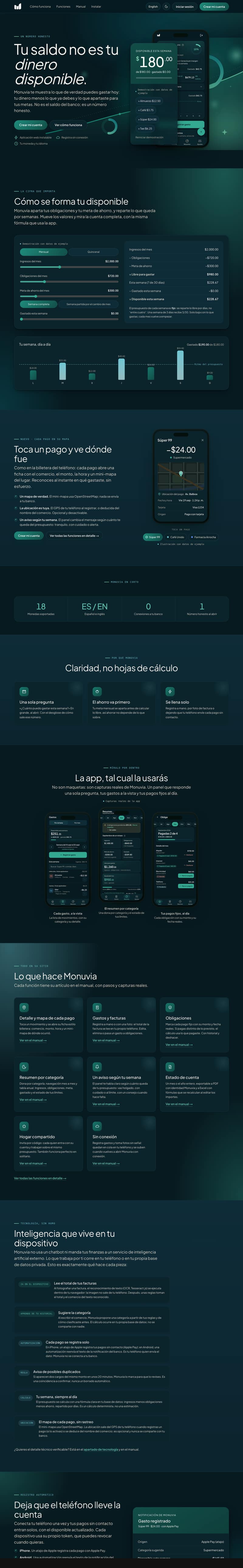 Full homepage of the Monuvia website