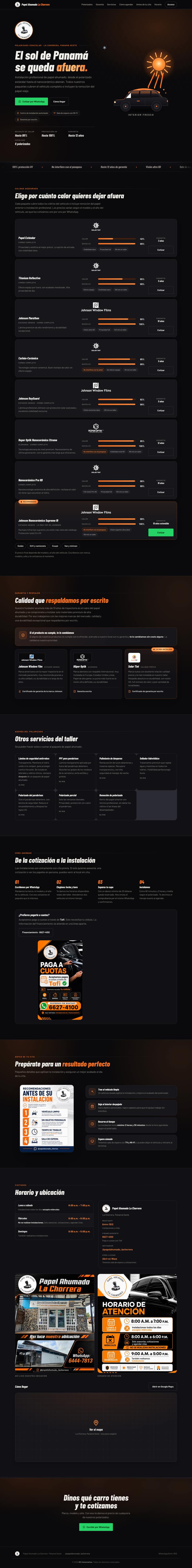 Full homepage of the Papel Ahumado La Chorrera website